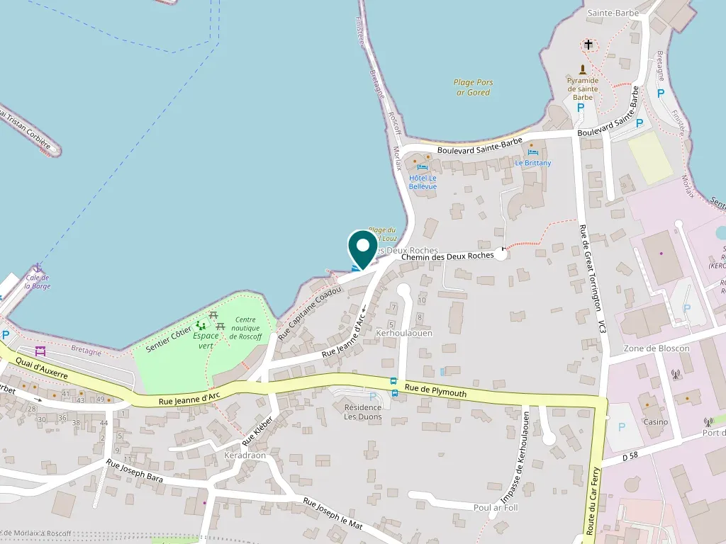 Map: 1 bis rue Capitaine Coadou, 29680 Roscoff