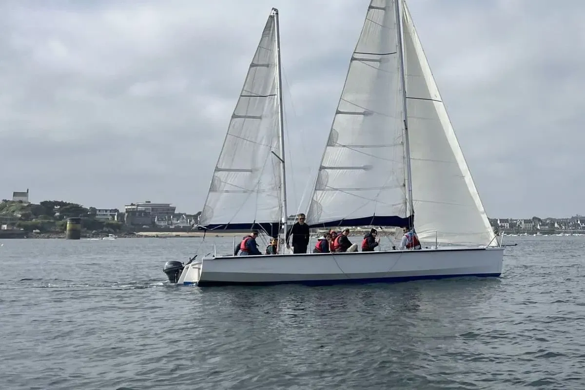 Group sailing boat during a group outing